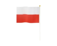 Polska flaga 14x21 cm, z patyczkiem 30 cm, 10 szt.