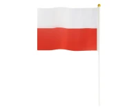 Polska flaga 20x30 cm, z patyczkiem 45 cm, 10 szt.