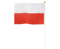 Polska flaga 30x45 cm, z patyczkiem 60 cm, 10 szt.