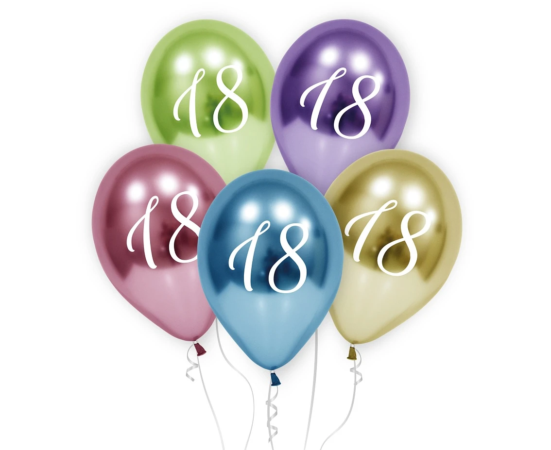 Balony 18, platynowe, 12 cali/ 5 szt.
