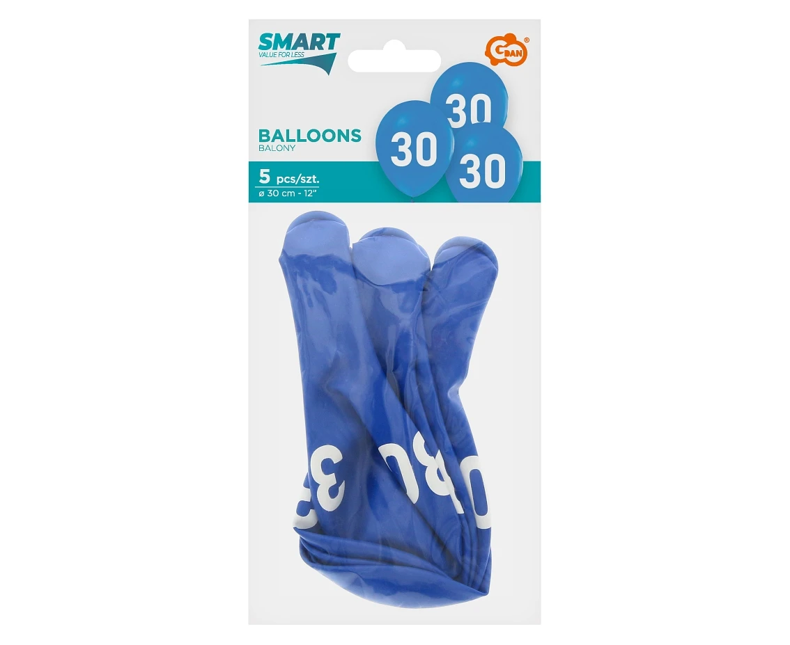 Balony 30, niebieskie, 12"/ 5 szt. KK