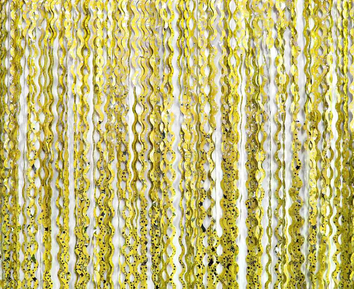 Kurtyna B&C Spirale-srebrne gwiazdki, złota, 100x200 cm