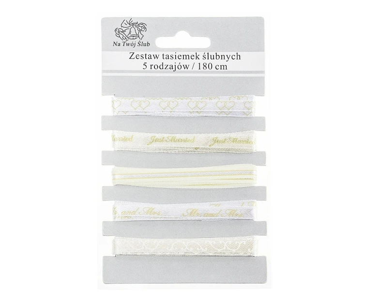 Zestaw tasiemek ślubnych, 5 rodzajów / 180 cm KK