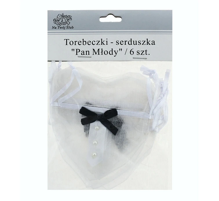 Torebeczki - serduszka "Pan Młody" / 6 szt.