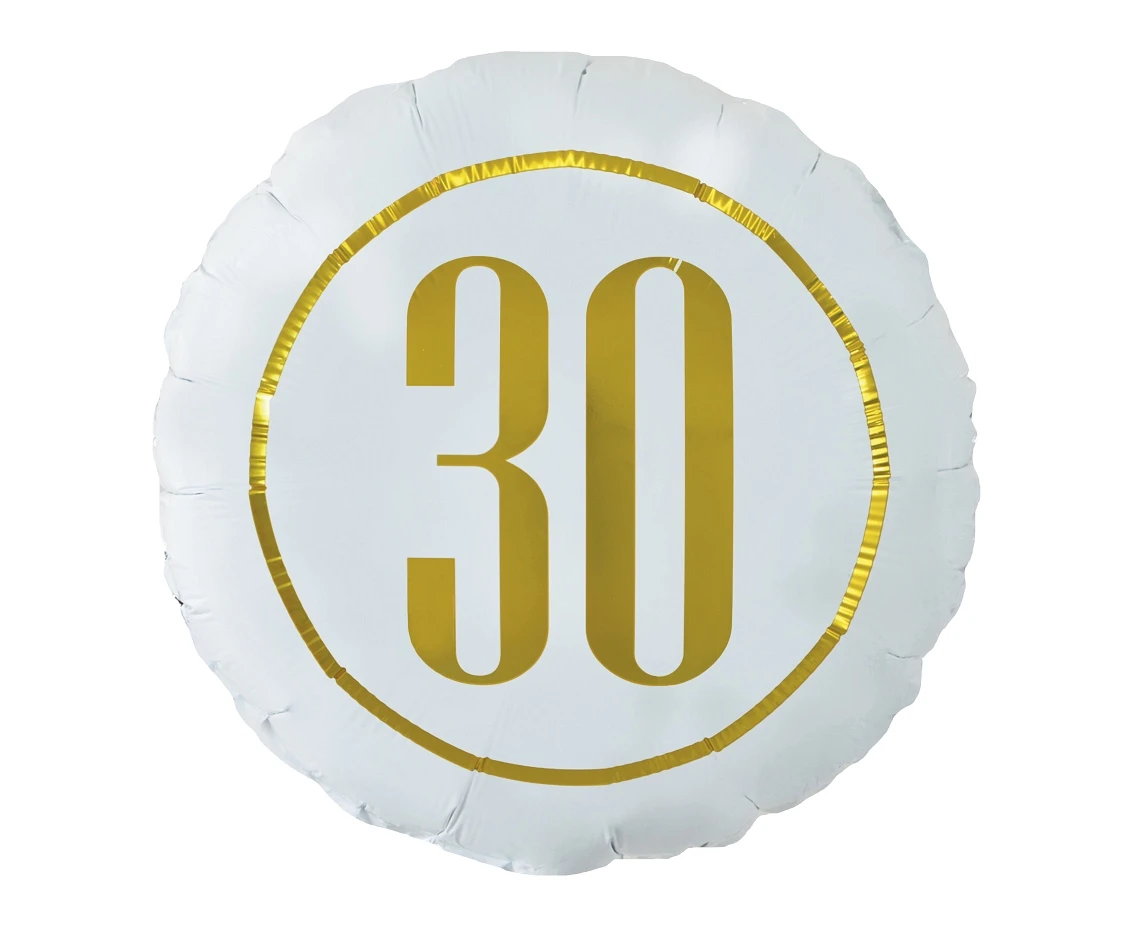 Balon foliowy "30" (biały), 18" KK