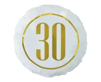 Balon foliowy "30" (biały), 18" KK