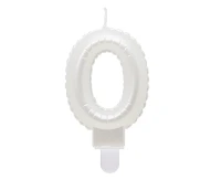 Świeczka B&C cyferka 0, perłowa biała, 7 cm KK