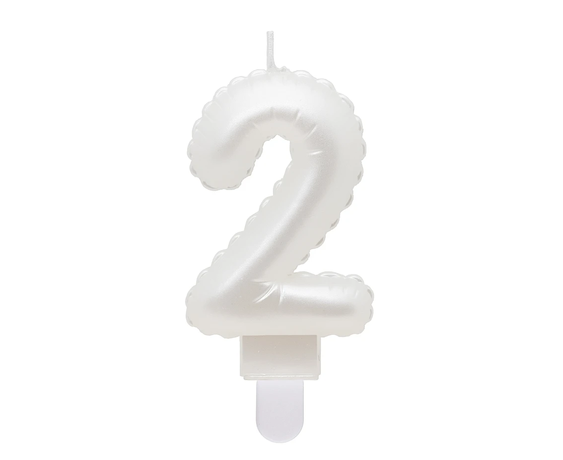 Świeczka B&C cyferka 2, perłowa biała, 7 cm KK