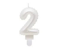 Świeczka B&C cyferka 2, perłowa biała, 7 cm KK