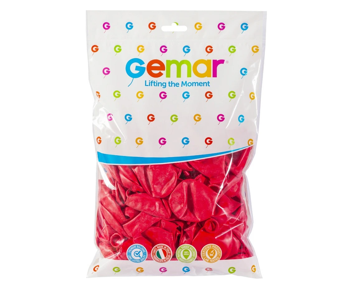 Balony Gemar 10", pastel czerwone, 100szt.
