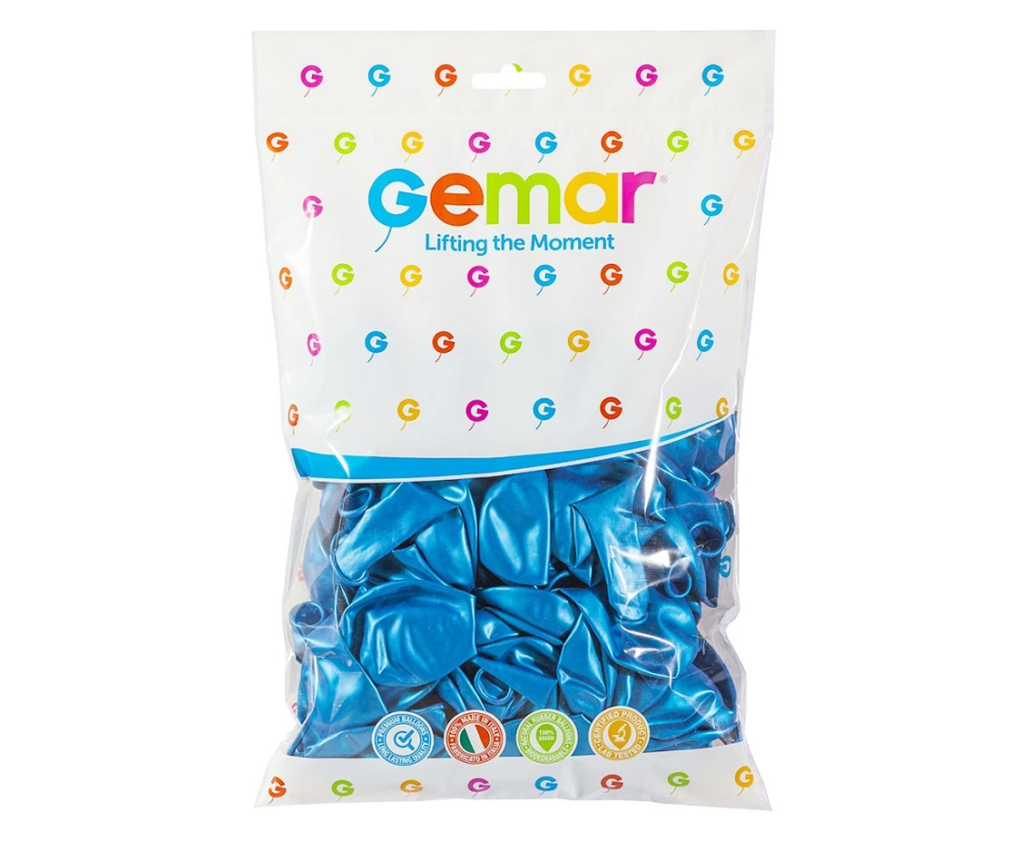 Balony Gemar 10", metalik niebieskie, 100szt.