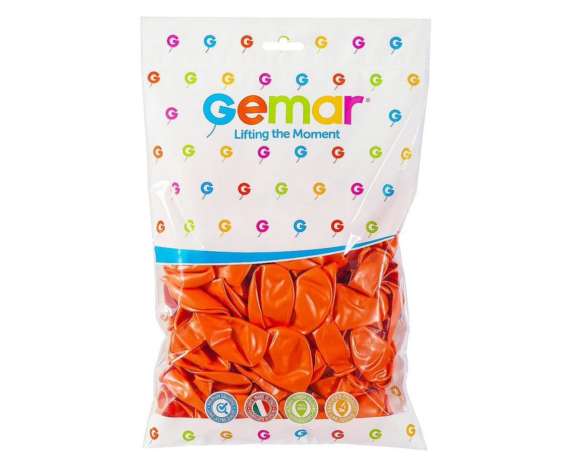 Balony Gemar 10", metalik pomarańczowe, 100szt.