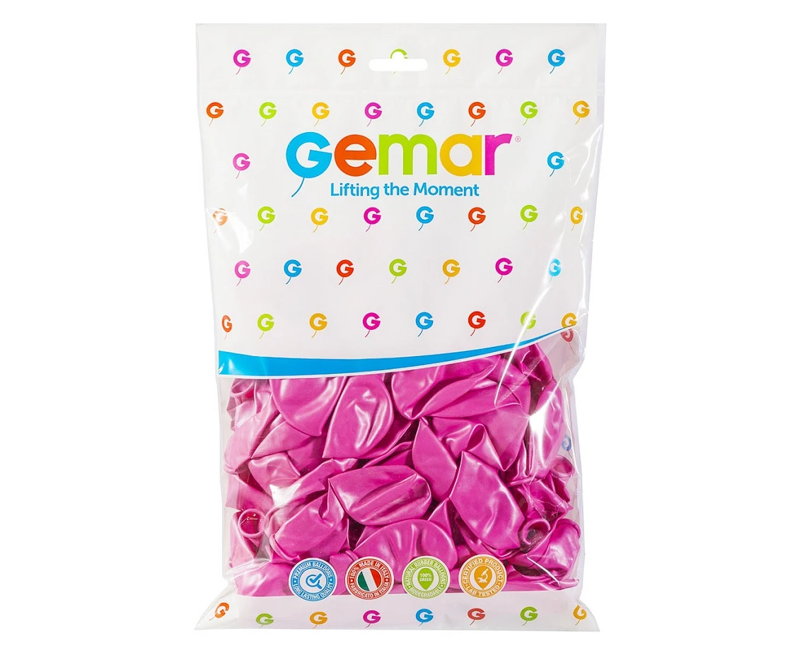 Balony Gemar 10", metalik różowe, 100szt.