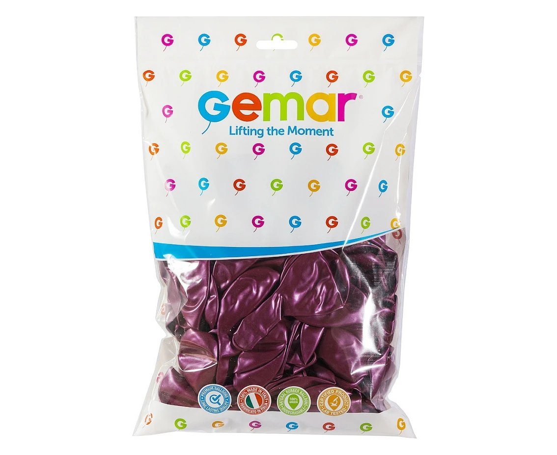 Balony Gemar 12", metalik bordowe, 100szt.