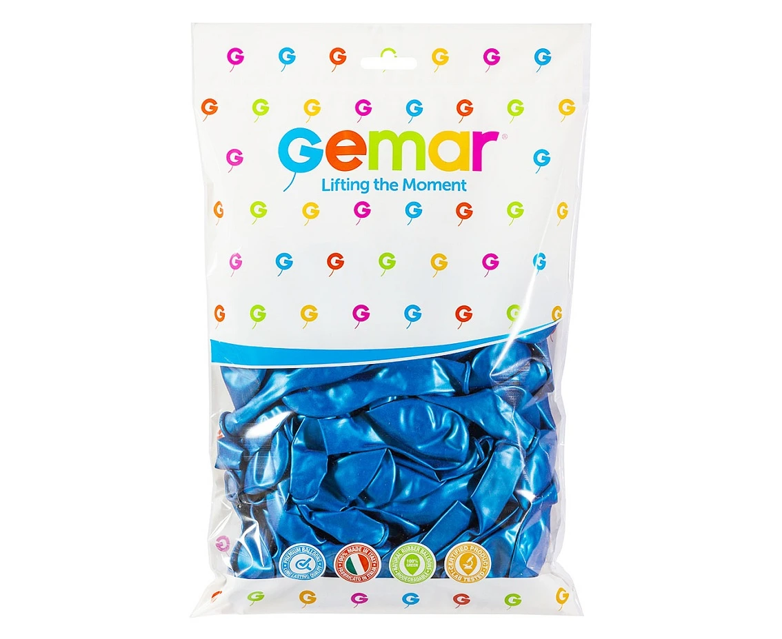 Balony Gemar 12", metalik oceaniczne niebieskie, 100szt.