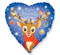 Balon foliowy 18" FX - Merry Christmas (renifer), niepakowany, KK