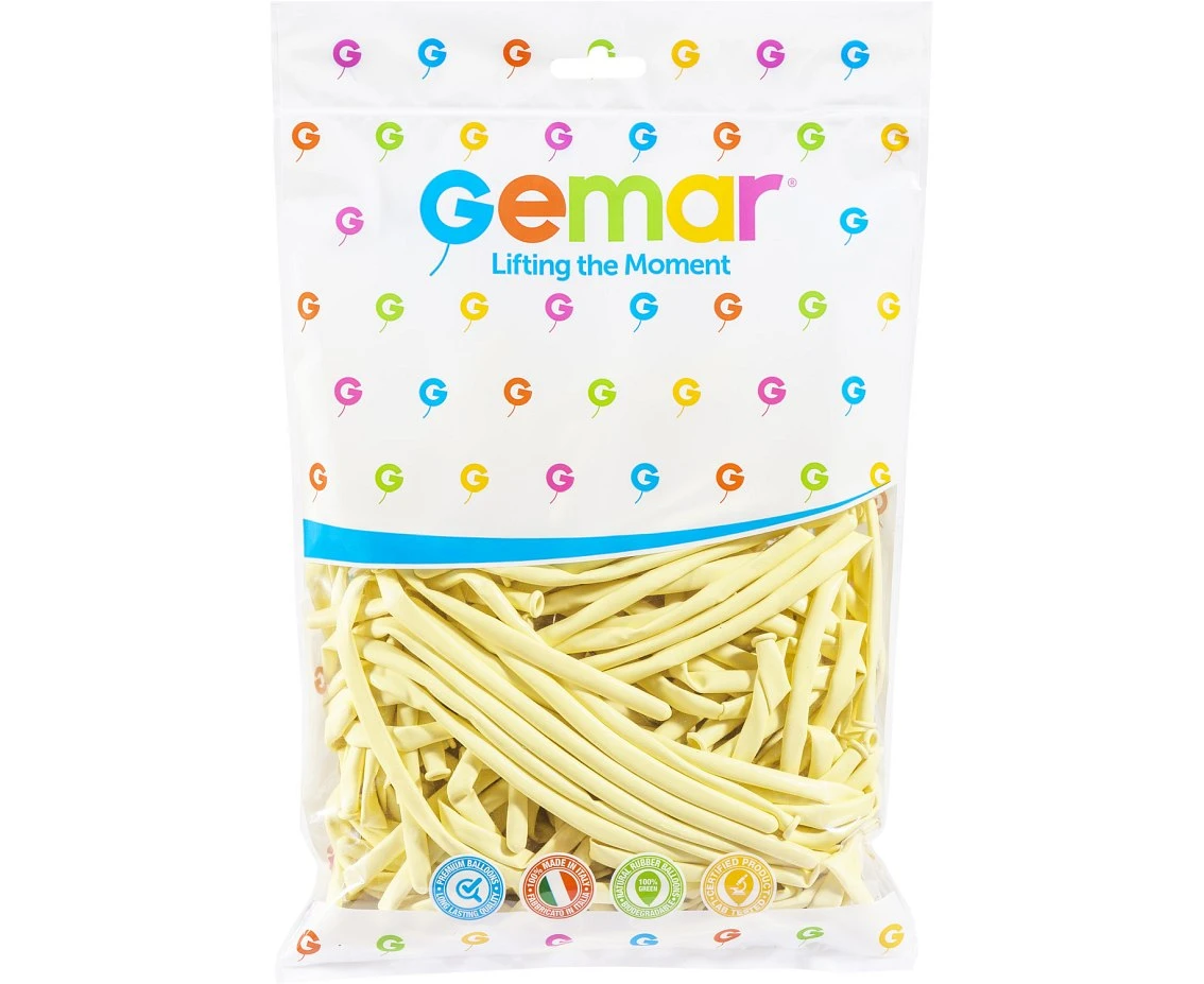 Balony Gemar, rurki włoskie kość słoniowa macaron, 100szt.