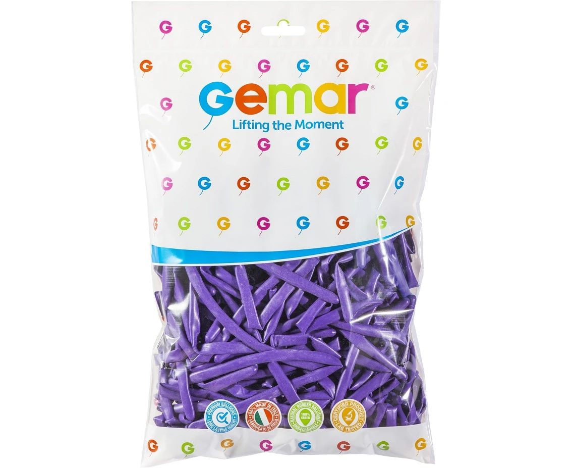 Balony Gemar, rurki włoskie fioletowe, 100szt.