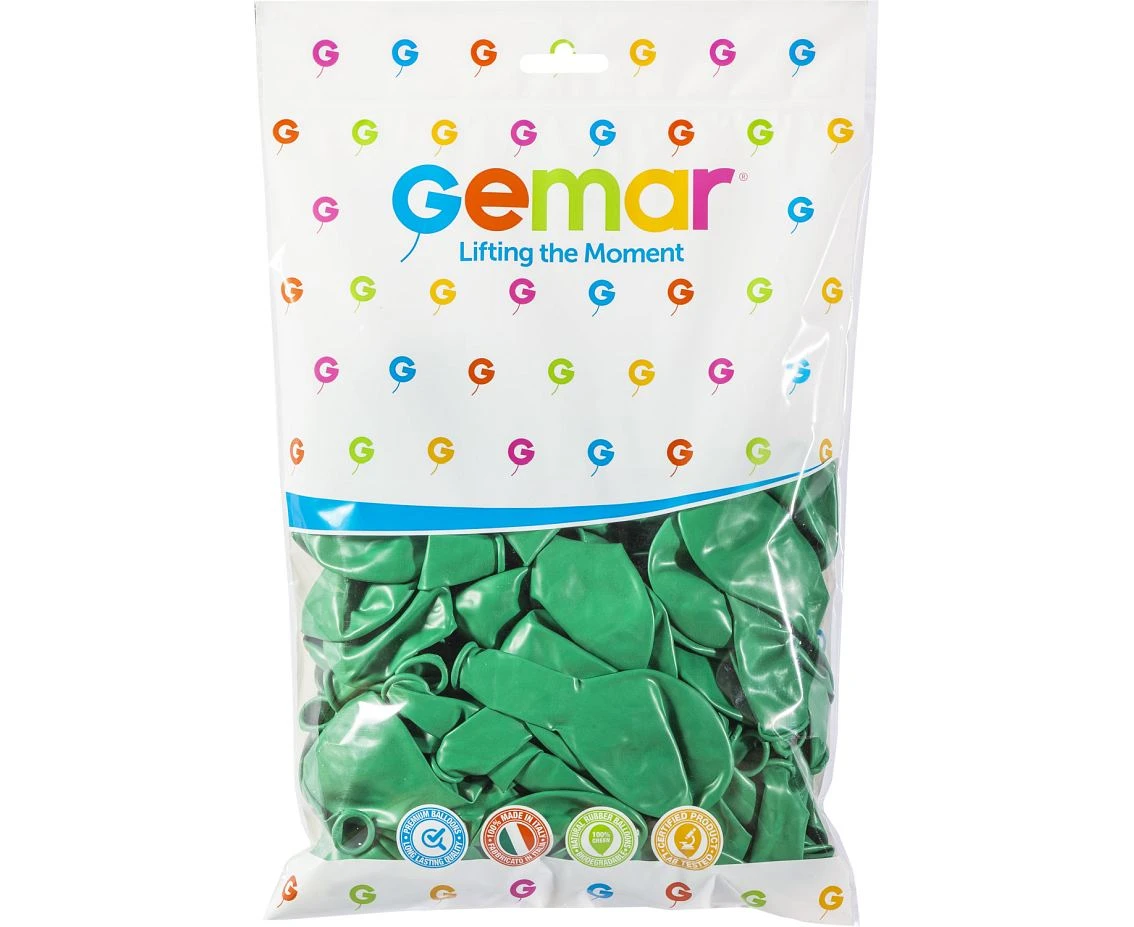 Balony Gemar 12", pastel ciemnozielone, 100szt.