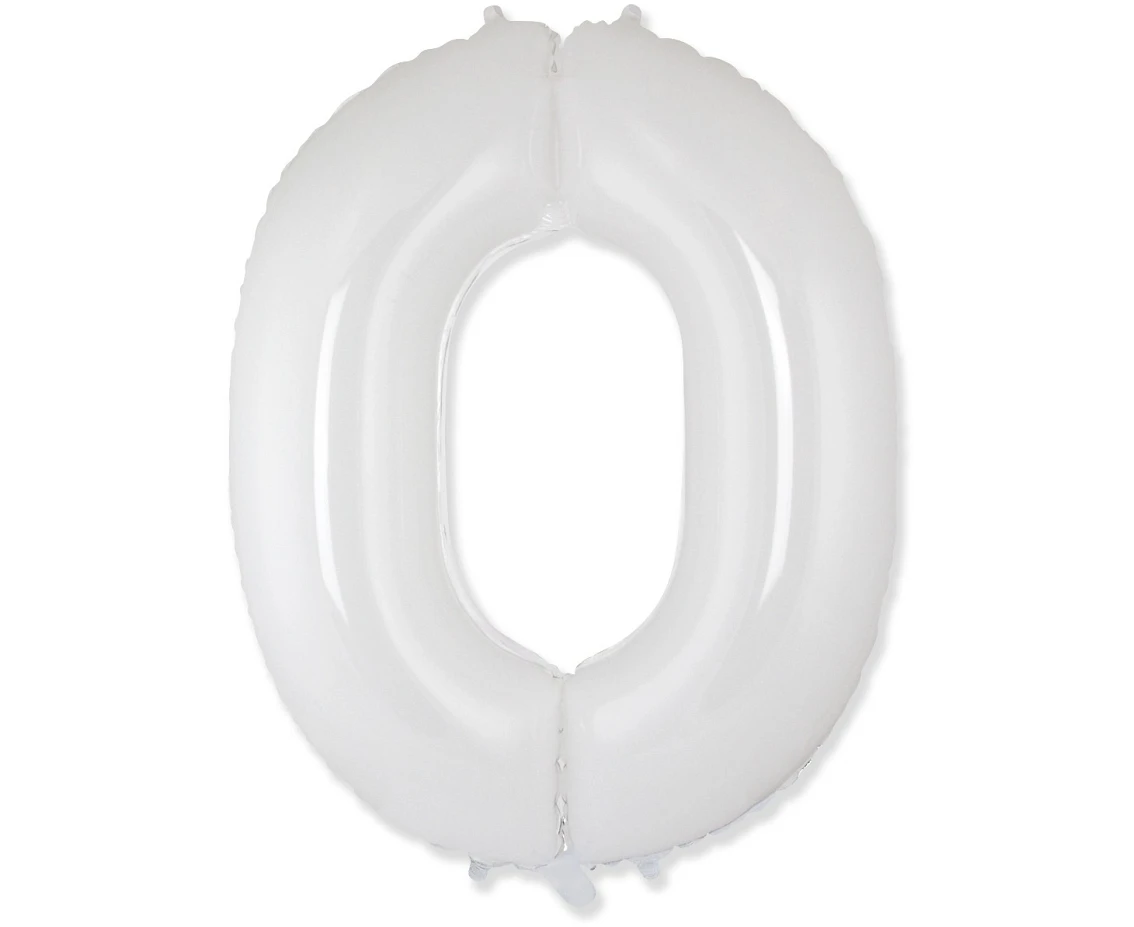 Balon foliowy FX - Number 0 biały, 85 cm KK, niepakowany