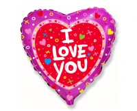 Balon foliowy 18" FX - I love you  + konfetti, niepakowany KK