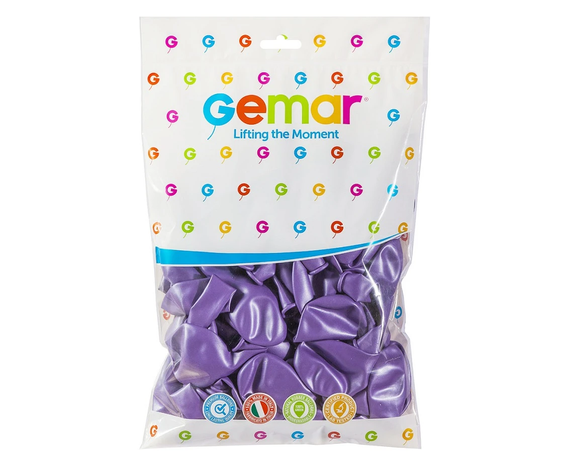 Balony Gemar 10", metalik lawendowe, 100szt. KK