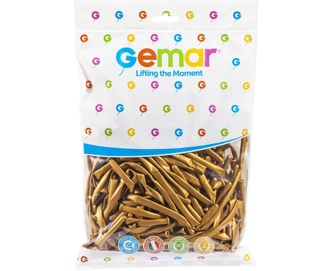 Balony Gemar, rurki włoskie złote, 100szt.