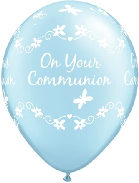 Balony Anagram 11", QL "On Your Communion", metalik jasnoniebieskie, 25szt. KK
