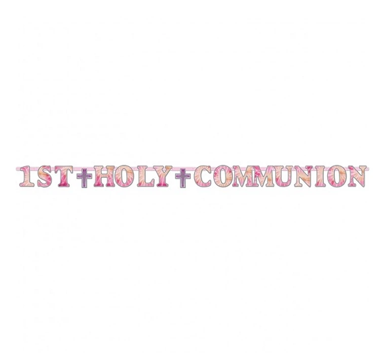 Girlanda komunijna "1ST HOLY COMMUNION", różowa, 2.74 m / 1 szt. KK