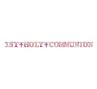 Girlanda komunijna "1ST HOLY COMMUNION", różowa, 2.74 m / 1 szt. KK