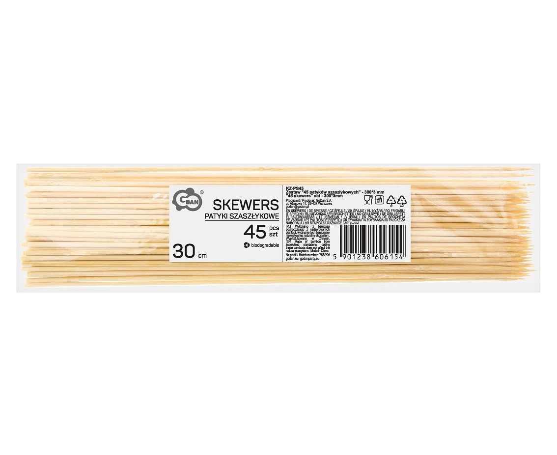 Zestaw "45 sztuk patyków szaszłykowych" - 300*3 mm