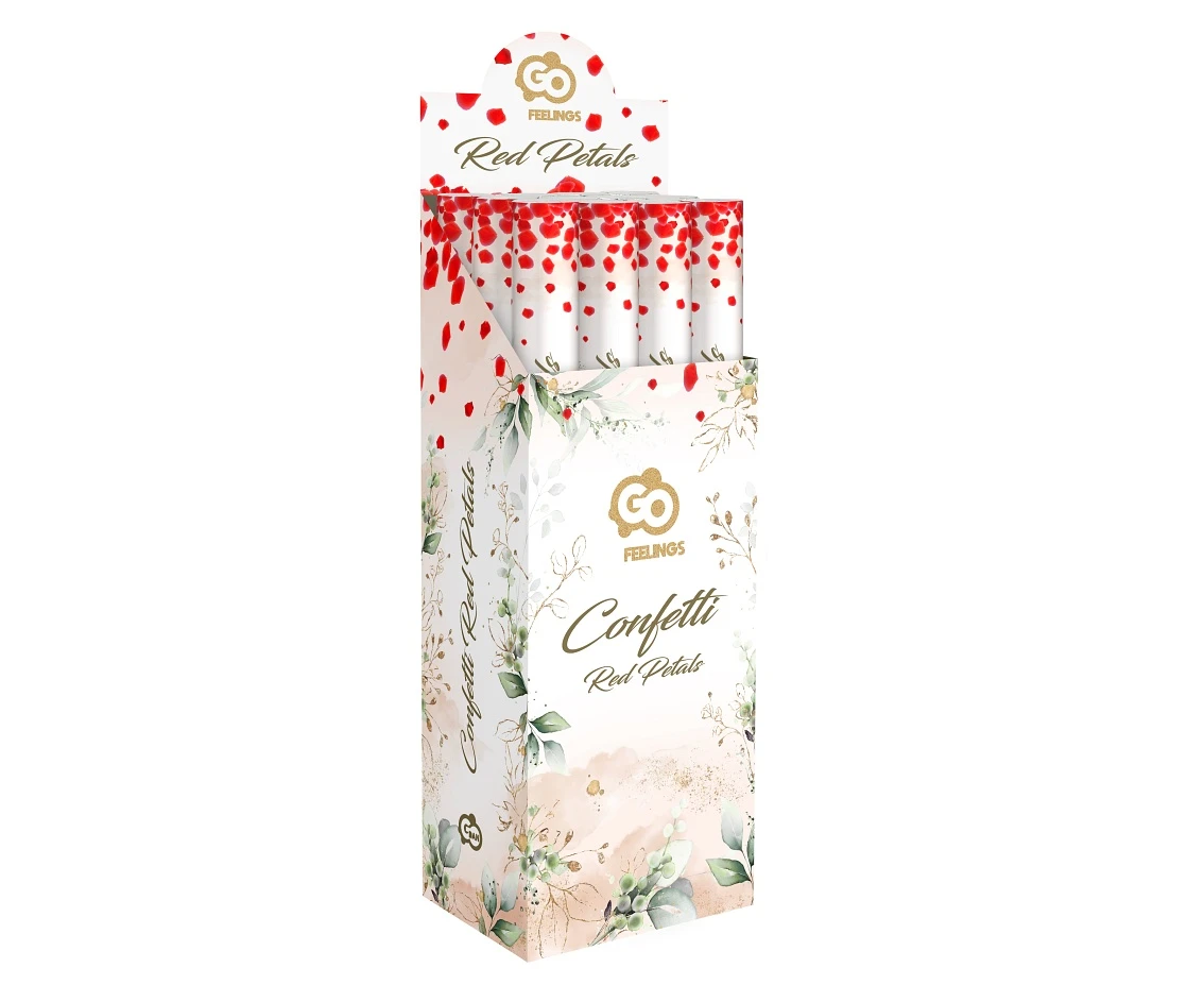 Konfetti pneumatyczne Płatki Róż, czerwone, tekstylne / 60 cm