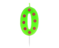 Świeczka cyferka piker Grochy - 0, 6 cm KK