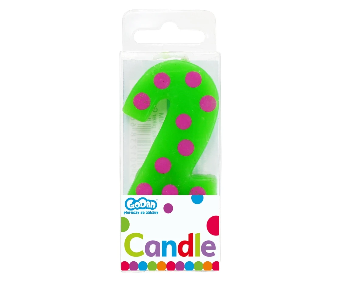 Świeczka cyferka piker Grochy - 2, 6 cm KK