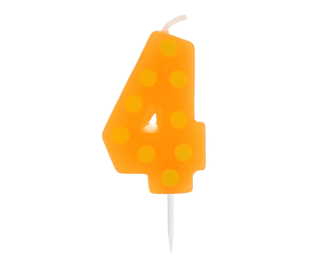 Świeczka cyferka piker Grochy - 4, 6 cm KK