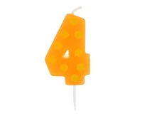 Świeczka cyferka piker Grochy - 4, 6 cm KK
