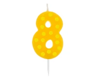 Świeczka cyferka piker Grochy - 8, 6 cm KK