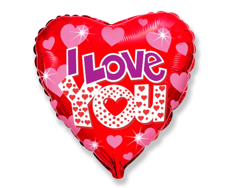 Balon foliowy 18" FX - I Love You + serduszka, niepakowany KK