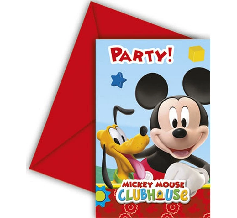 Zaproszenia z kopertą "Playful Mickey" 6 szt. KK