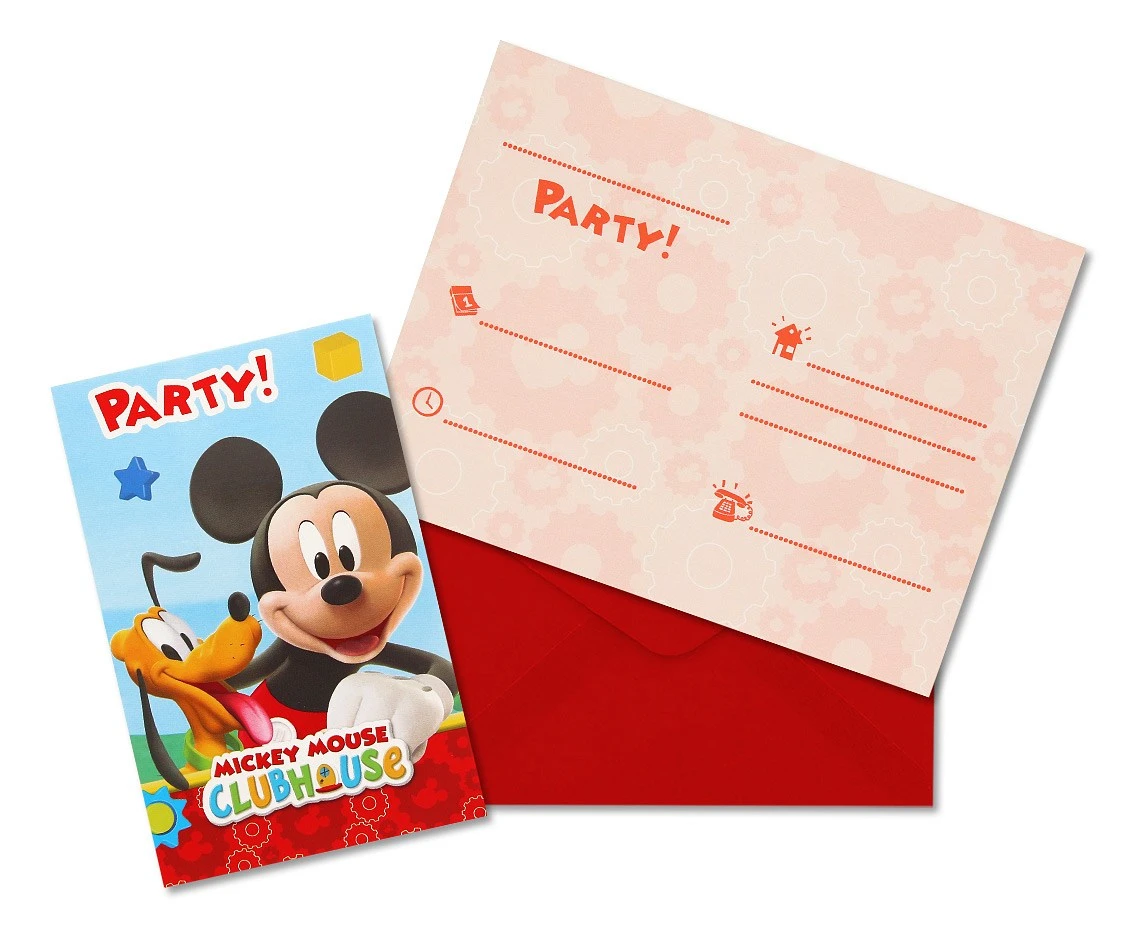 Zaproszenia z kopertą "Playful Mickey" 6 szt. KK