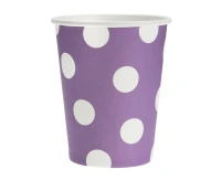 Kubeczki pap. lawendowe, groszki białe, 270ml/6 szt.