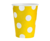 Kubeczki pap. żółte, groszki białe, 250ml/6 szt.