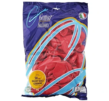 Balony Gemar 10", CR pastel serca czerwone, 50szt.