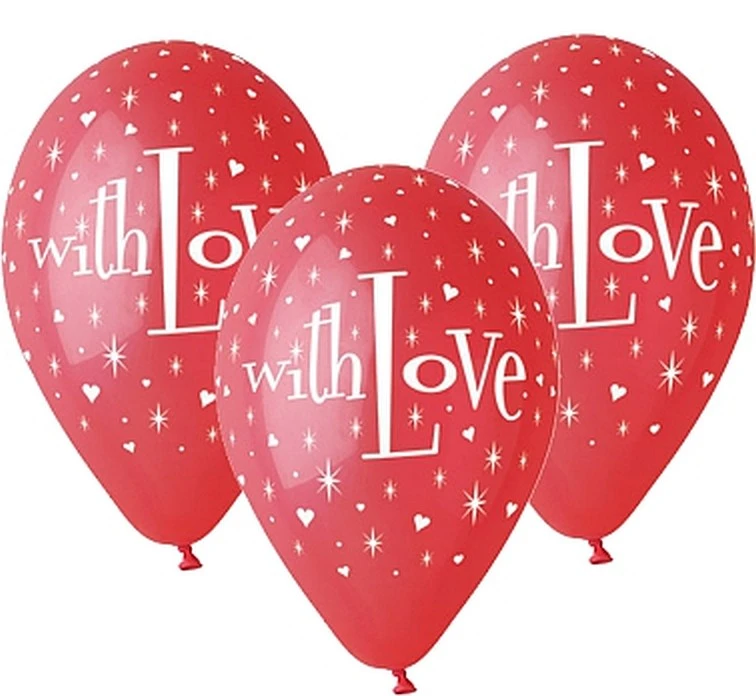 Balony Gemar 12", pastel premium "with Love", 5szt.