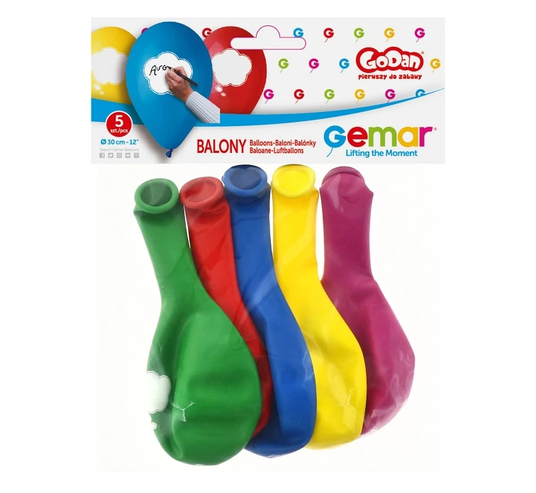 Balony Gemar 12", pastel premium "twój napis", 5szt. KK