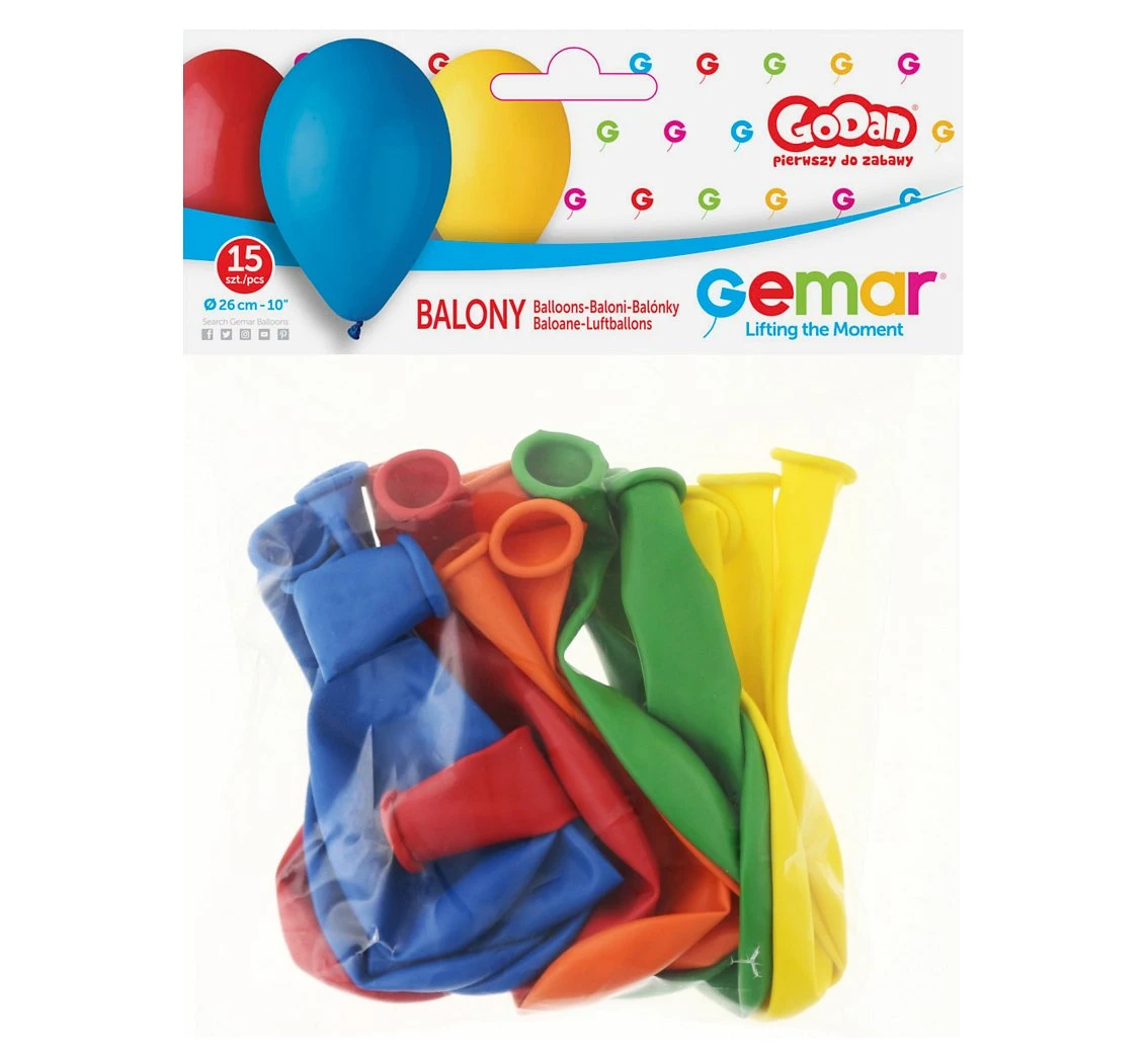 Balony Gemar 10", premium pastelowe, 15szt.