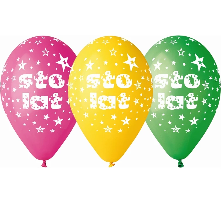 Balony Gemar 12", pastel premium "sto lat", 5szt.