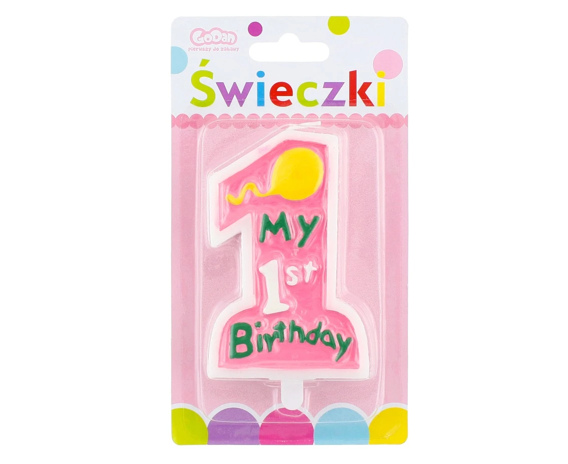 Świeczka "My 1st Birthday", różowa KK