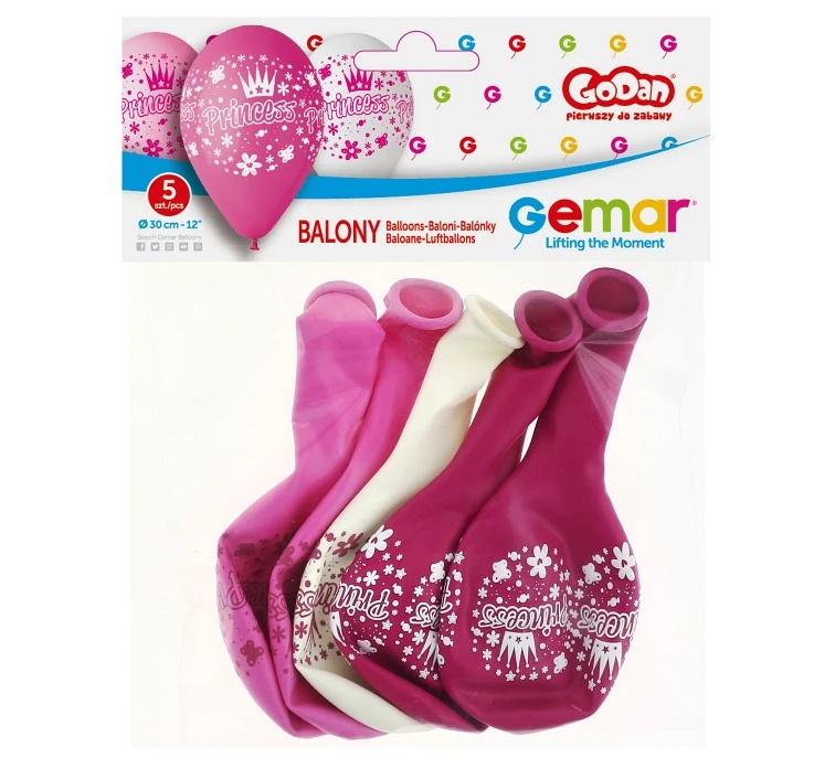 Balony Gemar 12", pastel premium księżniczki, 5szt.