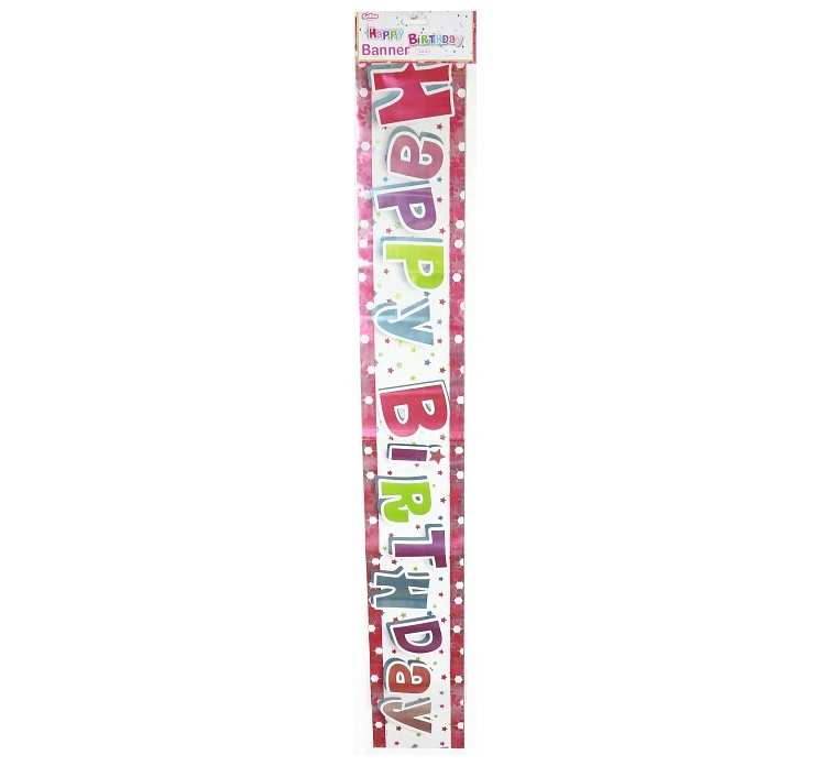 Banner "Happy Birthday", różowy, 1,8 m